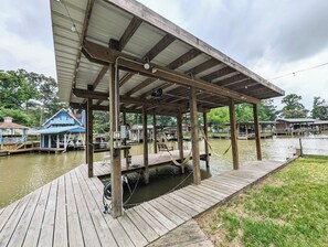 Boat house and boat slip available for guest use. Perfect for fishing!