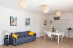 The stylishly decorated open-plan living space