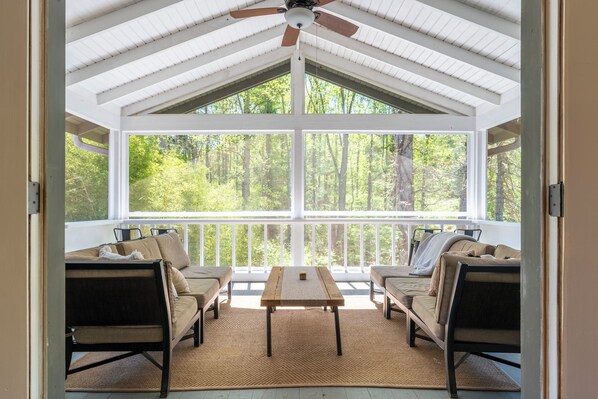 Our favorite part of the house, the screened in porch!