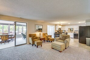 Living Room | Smart TV | Wood-Burning Stove | Lower Floor