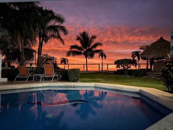 Oceanfront view....the ocean is RIGHT on the other side of the gate...