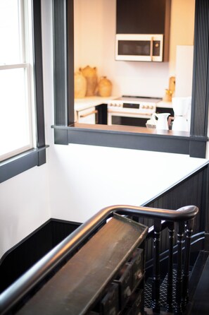 as you come up stairs