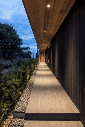 A luxurious nook leading to the entrance.