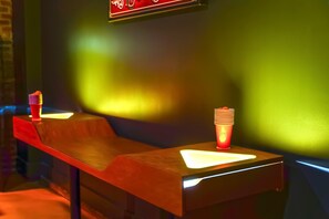 Welcome to your private game room oasis, perfect for unforgettable nights with friends! With vibrant decor and ample space, it’s ideal for your Nashville bachelorette party or luxury getaway. Let the good times roll!