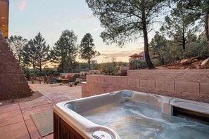 Soak in stunning views from the hot tub.