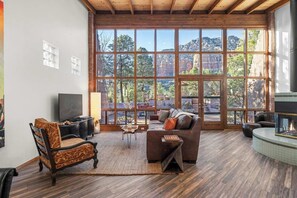 Scenic backdrop from the spacious living room.