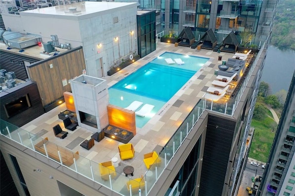 Just chilling by the pool, soaking up the sun.