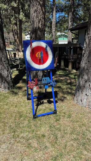 Ax throwing game in yard