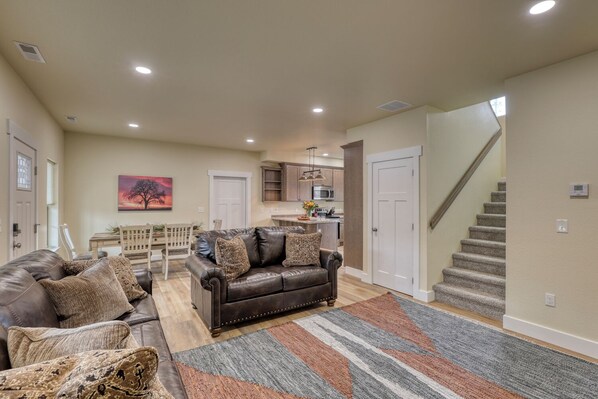 There is plenty of room to spread out in The Black Hills Condo.  The two bedrooms with their own en suite bathrooms are located on the second floor.