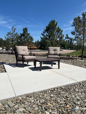 Patio Polywood coffee table and chairs. 