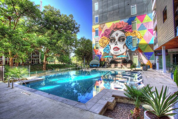 Apartment Pool with Mural
