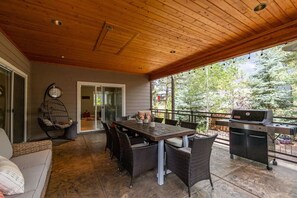 Enjoy the cool mountain air, family time, and meals on the covered terrace!