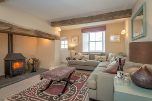 Lounge with warming log fire
