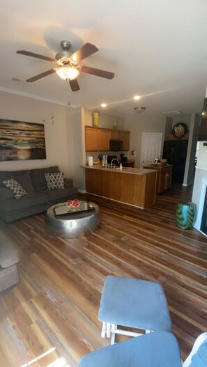 Living room kitchen view 