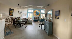 Large open floor plan.  View from front door area.
