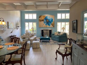 Living room and dining room area