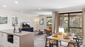 Living, kitchen, dining