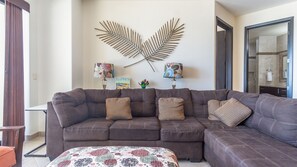 Close up of the very comfortable sofa!