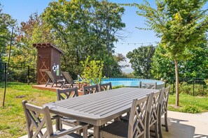 Poolside dining table