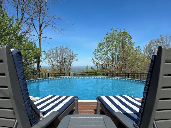 Enjoy a soak in the pool with views over the valley. You will never want to leave!