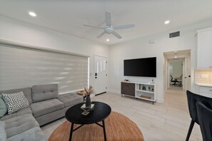 Movie night on this spacious sectional in living room 