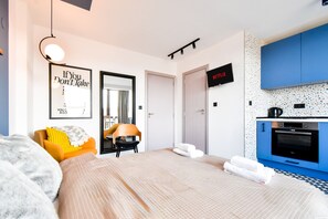 #SofiaStudioStay
#CityViewApartment
#ModernDesignLiving
#PrivateBathroomLuxury
#KitchenetteConvenience