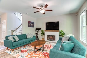 Living Room | 1st Floor | Peloton Bike | Smart TV | Fireplace