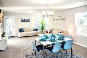 Open concept: dining area with living room