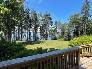 The outside deck is perfect for dining.