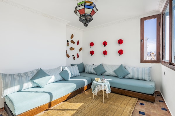 Living Room with Inviting Seating and Scenic View


