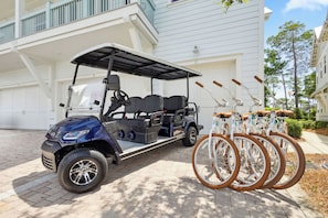 Home comes with a complimentary 6-seater golf cart and 4 adult bikes!