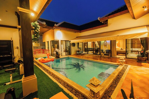 Kids pool at evening time