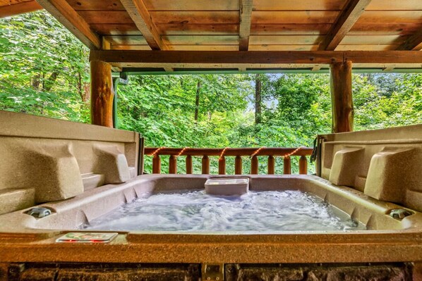 The bubbling hot tub is a great place to relax after a fun day of adventure.
