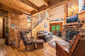 The living room provides plenty of space for your group to relax and enjoy time together.