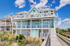 A beautiful, light blue stilt house