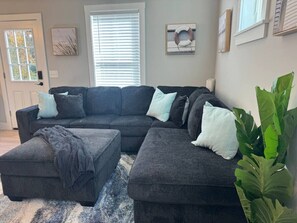 Full size pullout bed in couch.