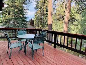 Guests have access to the front deck to enjoy the outdoors