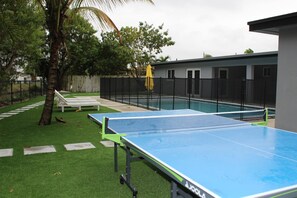 Table Tennis in Backyard