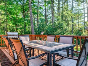 Enjoy fresh air and relaxation on our deck with outdoor seating