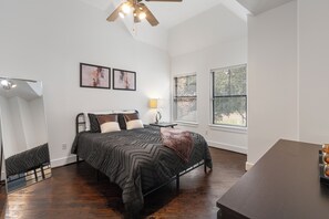 Enjoy our comfortable queen bed and darkening curtains (not shown)