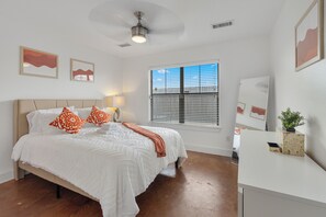 Enjoy our comfortable queen bed with darkening curtains (not shown).