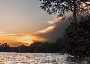 Lake from Dock at Sunset