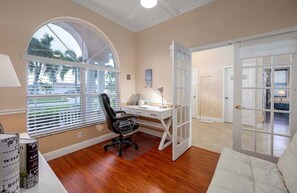 Den with Working Desk and Couch