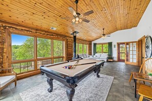 Shoot a game of pool in the sunroom