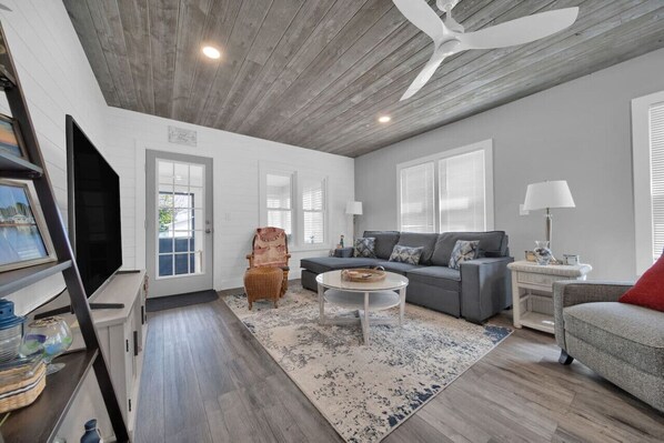 Spacious living room to catch a flick when the weather isn't cooperating