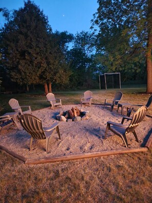View of the fire pit at dusk