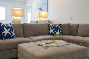 Our spacious sectional couch offers the perfect spot to unwind and relax