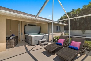 Indulge in ultimate relaxation under the stars! Our 6-person hot tub is your sanctuary for unwinding on cool nights.