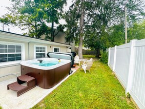 Relax after a long day on the lake in our secluded hot tub!
