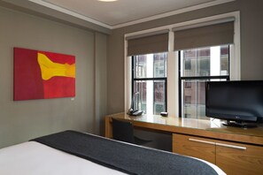 Bright, artistic accents in a room that's as unique as your travels